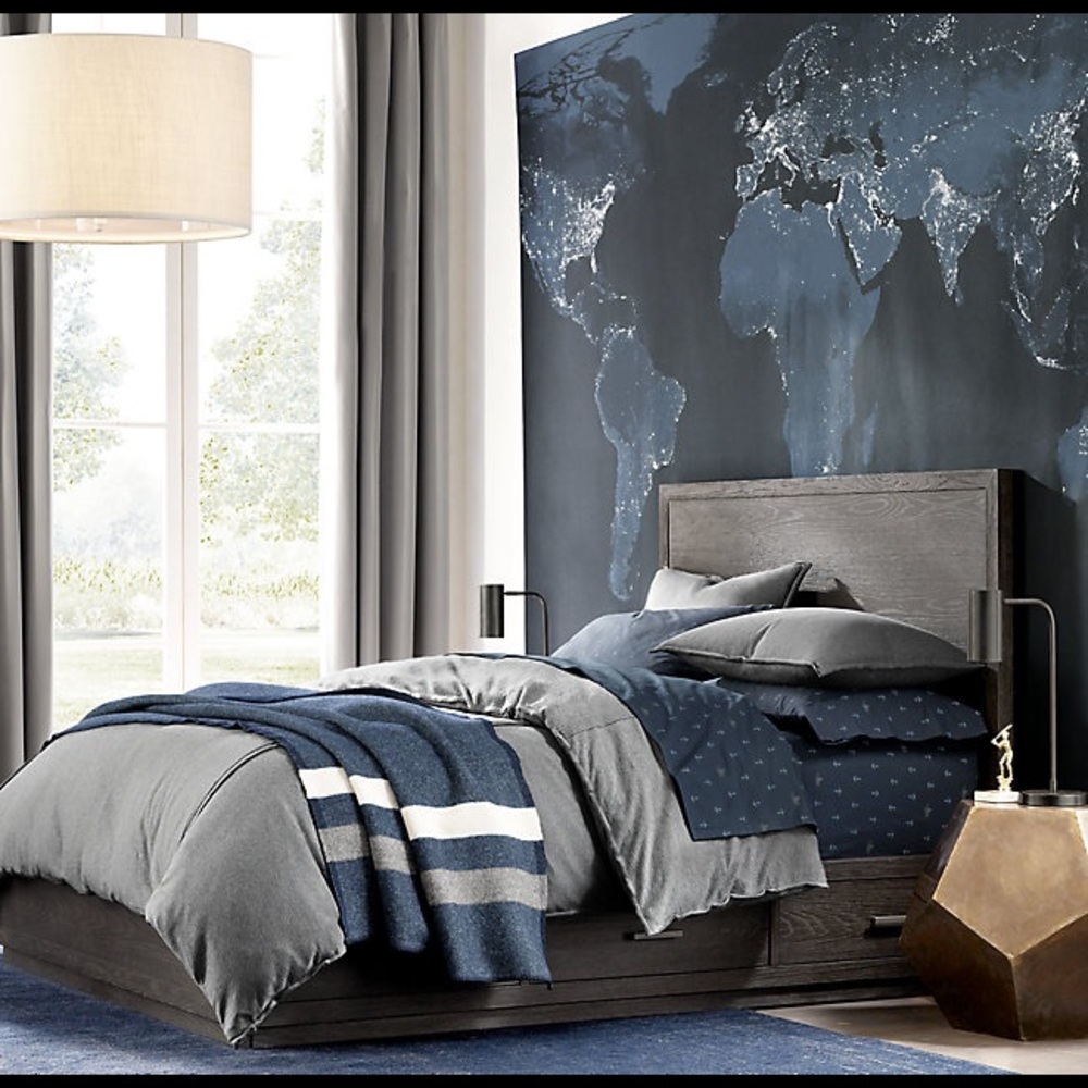 Restoration hardware navy sheet set twin